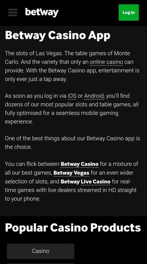 betway casino app