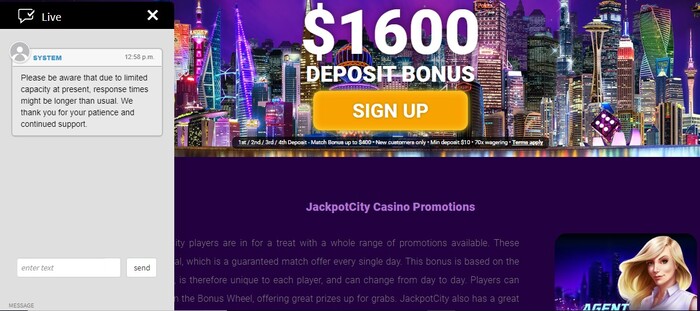 jackpot city casino support