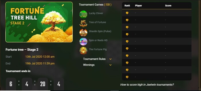 jeetwin casino tournaments