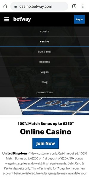 betway mobile casino