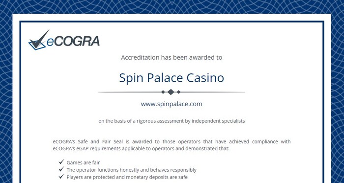 spin palace casino license